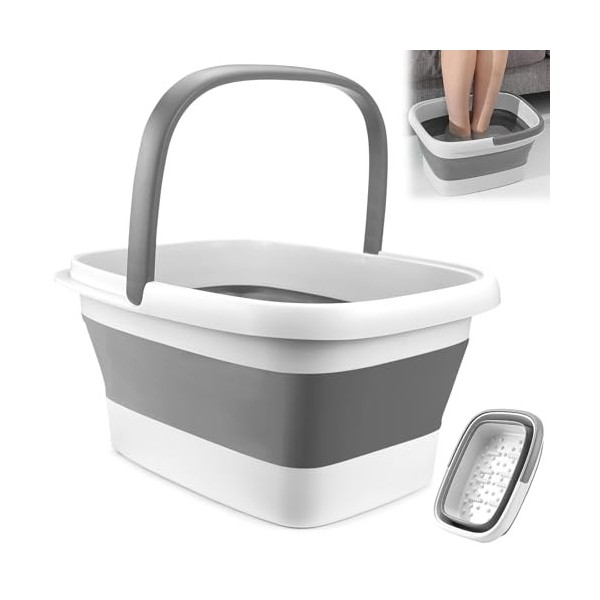 Bain de Pied Pliable, Massage des Pieds Bassine Pied, Baignoire pour Pieds Pliable Avec Massage pour Le Bain de Pieds, La Péd