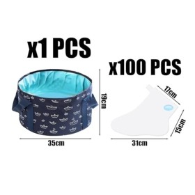 ZBHDEYG 1 Bain De Pieds Bleu Marine, 1 Paquet De Masque pour Les Pieds, Bain De Pieds, Bain De Pieds, Bain De Pieds Pliable, 