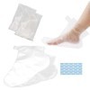 WHYCNJL 200 Pièces Chaussettes Ietables en plastique pour Pédicure et Cire de Paraffine Pour le Bain des Pieds,Transparent