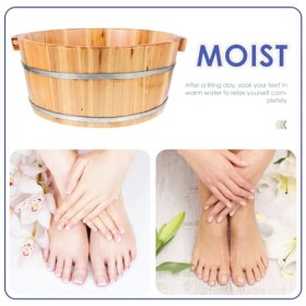 Yardwe Bassin à pieds en bois, seau en bois pour bain de pieds, bain de pieds, trempage, massage, spa, sauna