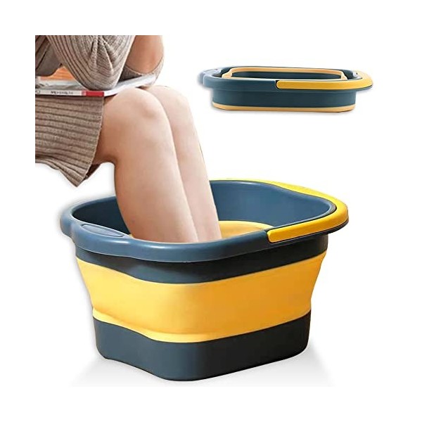 Aoreun Bassin de bain de pieds pliable, Bassin de Bain de Pieds avec Masseur de Pieds et poignée, Bassin de bain de trempage 