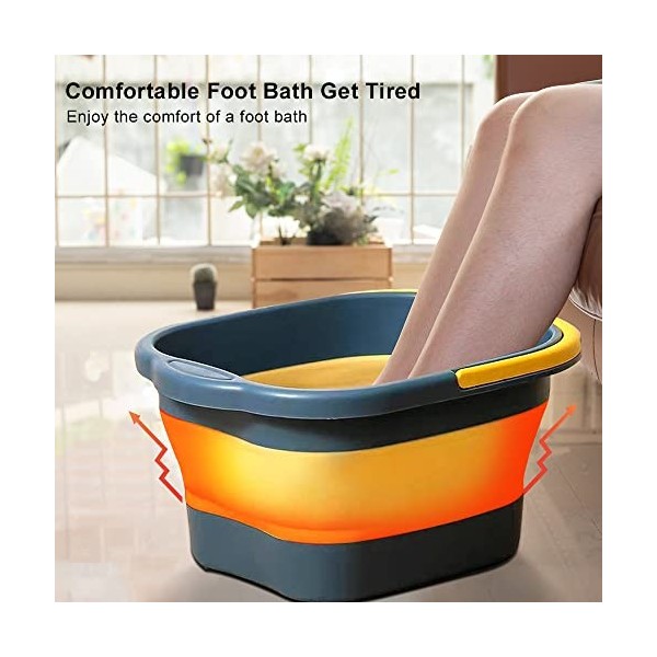 Aoreun Bassin de bain de pieds pliable, Bassin de Bain de Pieds avec Masseur de Pieds et poignée, Bassin de bain de trempage 