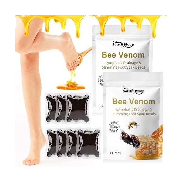 Lukmlca Lot de 2 perles de poison dabeille Lukmlca, venin dabeille, drainage lymphatique, bain de pieds, Lukmlca, perles de