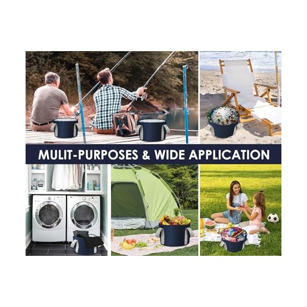 ds. distinctive style Seau pliable pour les pieds avec poignée 18 l - Sac de lavage portable pour la pêche, les voyages et le