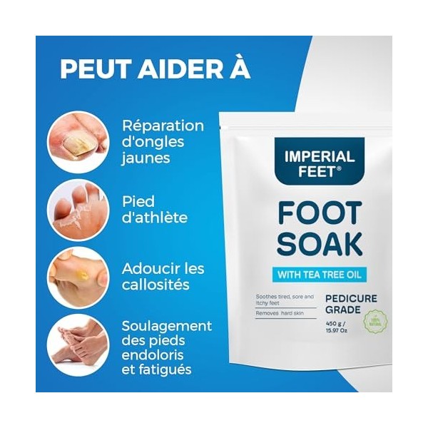 Pedicure Quality Foot Soak with Tea Tree Oil & Epsom Salt | Helps Treat Nail Fungus Athletes Foot | Anti Fungal Nail Treatmen