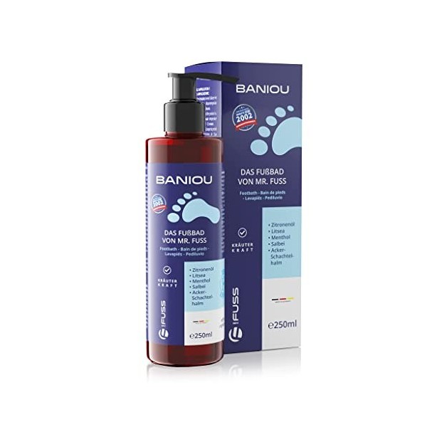 Mr. Fuss® Baniou Additif de bain de pieds avec des herbes précieuses - Contient des huiles de bain fines et naturelles - Soin