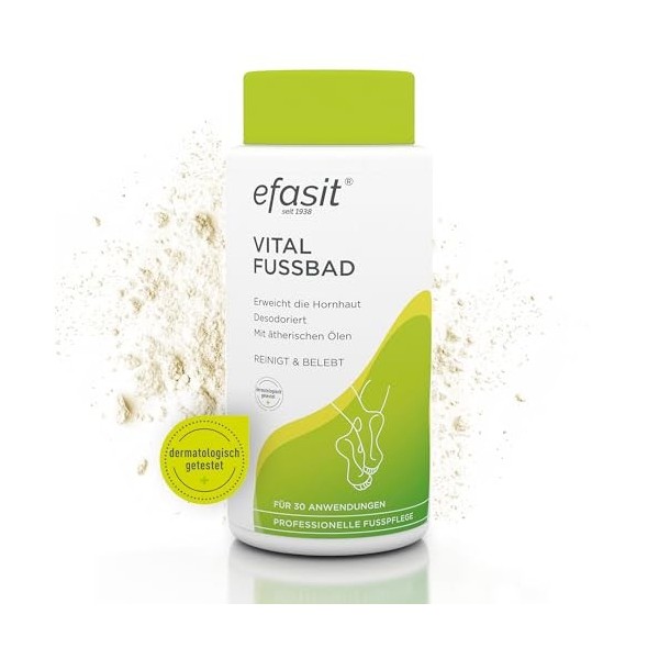 efasit Vital Bain de pieds 400 g – Additif de bain basique pour les callosités pour des pieds parfumés, soignés et détendus, 
