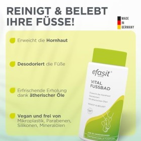 efasit Vital Bain de pieds 400 g – Additif de bain basique pour les callosités pour des pieds parfumés, soignés et détendus, 