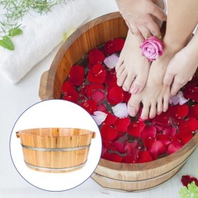 Yardwe Bassin De Pieds En Bois Seau De Baignoire En Bois Pédicure Baril Masseur De Pieds Spa Pour Les Pieds Pour Bain De Pied