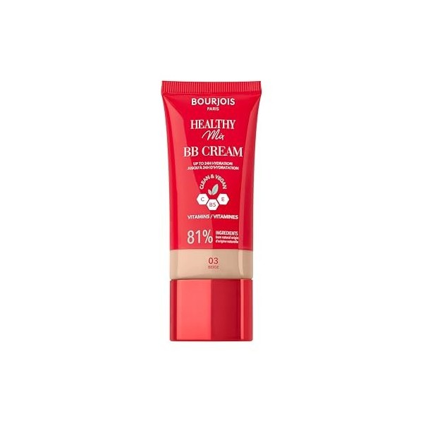 Bourjois Healthy Mix, 01 Ivory, BB crème, fond de teint crème, une couvrance et une hydratation tout au long de la journée, v