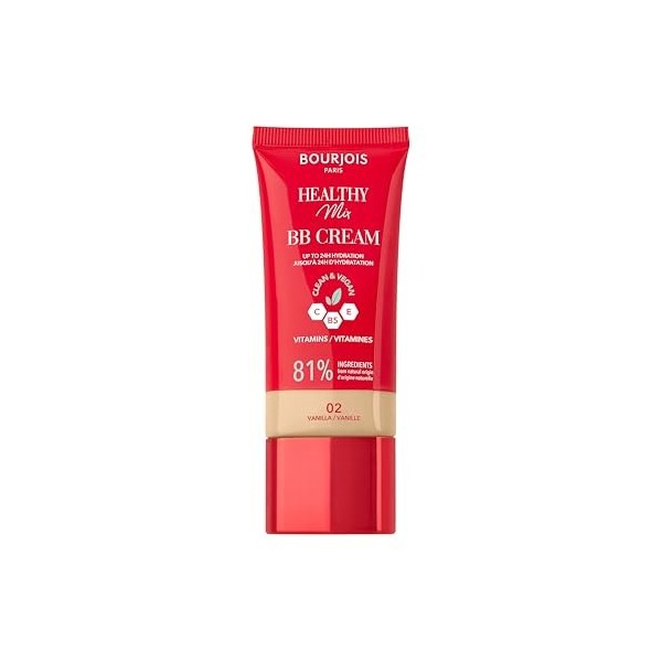 Bourjois Healthy Mix, 01 Ivory, BB crème, fond de teint crème, une couvrance et une hydratation tout au long de la journée, v