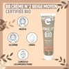 BORN TO BIO BB Crème Bio - Fond de Teint Hydratant Teinté Naturel pour un Teint Unifié & Éclatant - Creme Teintée Visage pour
