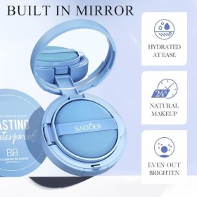 BB Fond de teint liquide avec miroir, imperméable et durable, couverture complète mate pour femme, aspect naturel, miroir et 