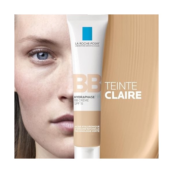 La Roche-Posay, Hydraphase, BB Crème SPF15, Hydrate & Unifie, Enrichie en Acide Hyaluronique dOrigine Naturelle et Pigments