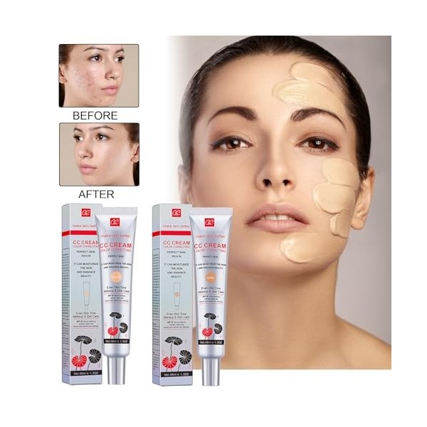 Eazerom 04 CC Crème 45ml,Maquillage et Soin Illuminateur de Teint Haute Définition pour Visage,Color Correcting CC Cream,CC L