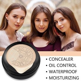 Grower Cc Crème,Air Cushion Bb Cream,Mushroom Head Cc Cream,Correcteur Naturel Éclaircissant,Cc-Luftkissen,Avec Éponge De Maq