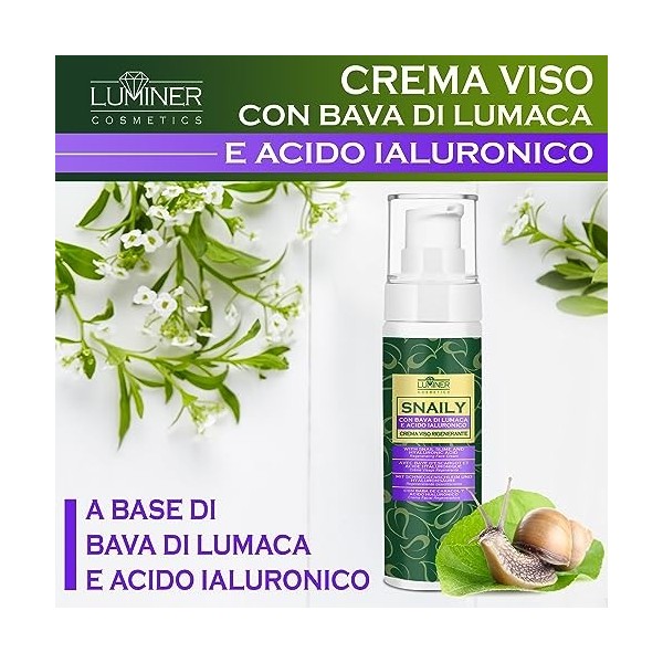 Crema Facial de Baba de Caracol 100ml, Crema Facial Antiarrugas con 70% de Baba de Caracol y Ácido Hialurónico Puro, Fórmula 