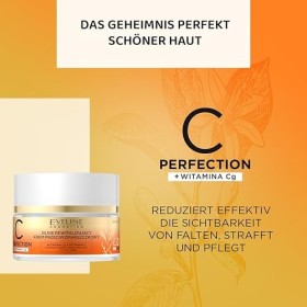 Eveline Cosmetics C-Perfection Crème Anti-Rides Revitalisante Intensive 40+ avec Acide Férulique, Tri-Collagène & Hydrolat de