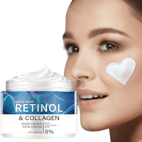 Crème Hydratante Visage Nuit Bio avec Rétinol, Crème Blanche pour La Peau au Rétinol, Crème pour Le Visage au Collagène au Ré