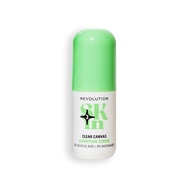 Revolution SKin, Clear Canvas Clarifying Serum, Sérum Clarifiant au Niacinamide et Acide Salicylique, Aide à Réduire les Impe