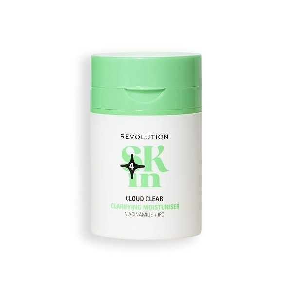Revolution SKin, Cloudy Clear Clarifying Moisturiser, Crème Visage Légère et Hydratante avec Niacinamide, Vegan et Non Testée