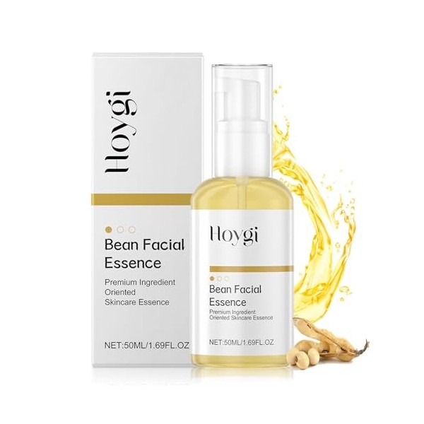 Bean Essence, 50ML Serum Hydratant Visage, Serum Visage Riche en Protéines de Soja, Acide Hyaluronique Serum Visage, Exfoliat