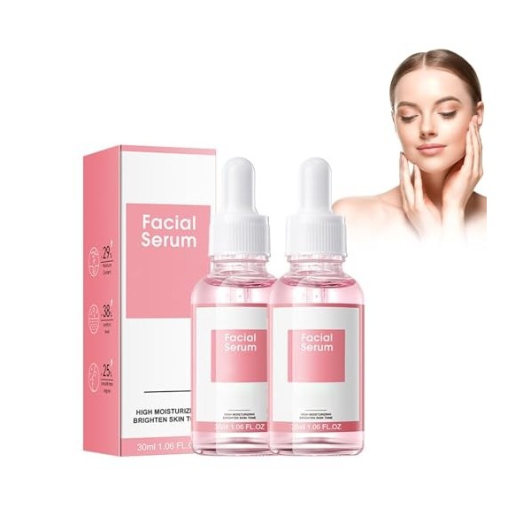 Hppsctink 2PCS Sérum visage, Sérum visage 4 en 1, Sérum visage anti-rides, Hydrate et nourrit la peau, Réduit les imperfectio