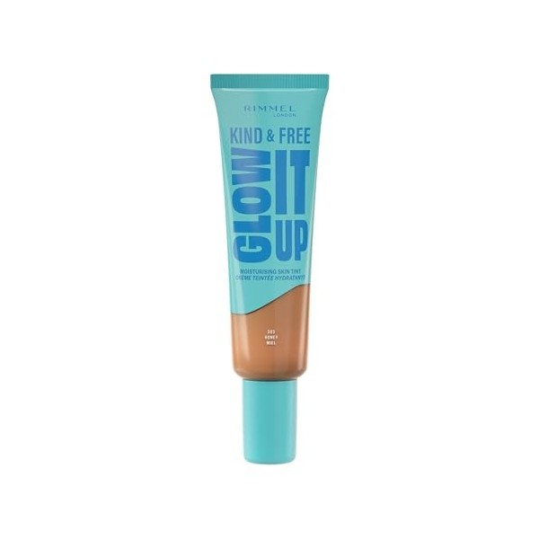 Rimmel London Kind & Free GLOW IT UP Moisturising Skin Tint, 303, Honey, Soothes and Calms Sensitive Skin, Healthy Glow, All-