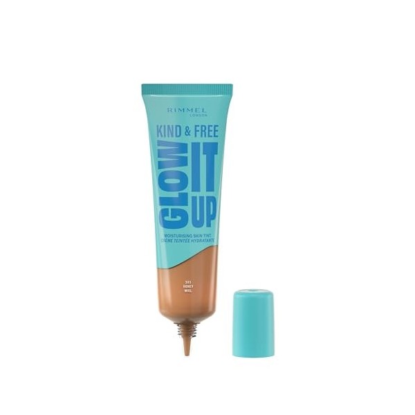 Rimmel London Kind & Free GLOW IT UP Moisturising Skin Tint, 303, Honey, Soothes and Calms Sensitive Skin, Healthy Glow, All-