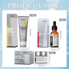 Snail Mucin 92% Moisturizer 50g +Vitamin C Serum 30 ml +Double Care Facial Cleanser 50g Hydratation Longue Durée, Soin Anti-â
