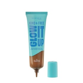 Rimmel London Kind & Free GLOW IT UP Moisturising Skin Tint, 601, Soft Chocolate, Soothes and Calms Sensitive Skin, Healthy G
