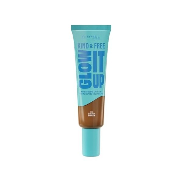 Rimmel London Kind & Free GLOW IT UP Moisturising Skin Tint, 510, Cinnamon, Soothes and Calms Sensitive Skin, Healthy Glow, A