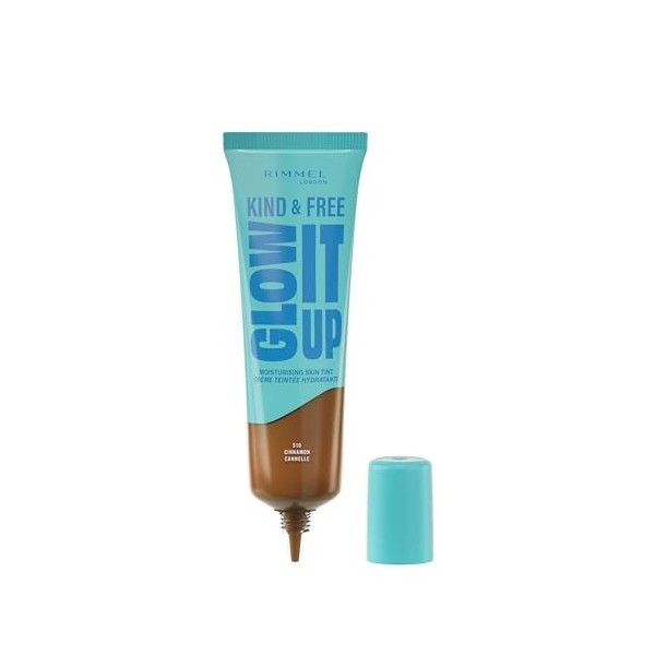 Rimmel London Kind & Free GLOW IT UP Moisturising Skin Tint, 510, Cinnamon, Soothes and Calms Sensitive Skin, Healthy Glow, A