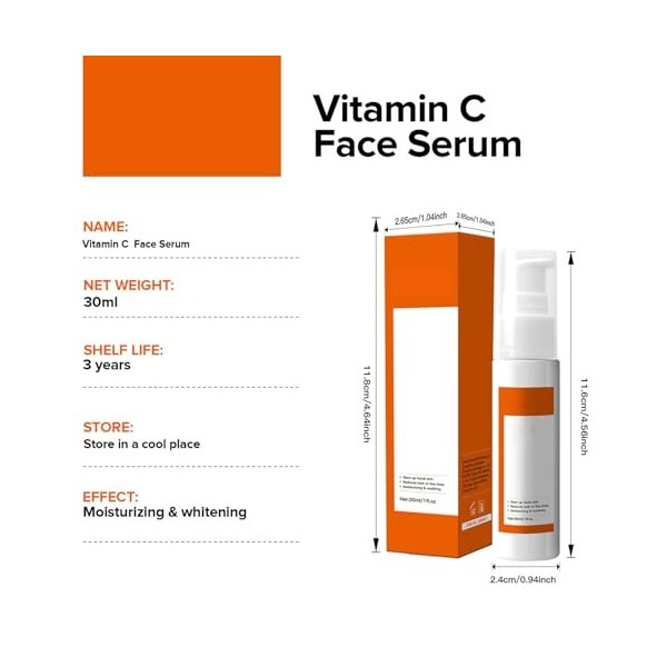 Hppsctink VC Essence pour le visage, 30ml VC Essence hydratante pour le Visage, Améliorer les ridules, Essence éclaircissante