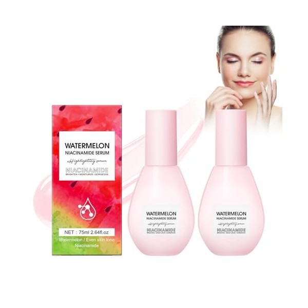 2Pc Watermelon Face Serum,Sérum Hydratant à La Niacinamide Pastèque,Pastèque Nicotinamide Sérum,Watermelon Hydrating Sérum,Me