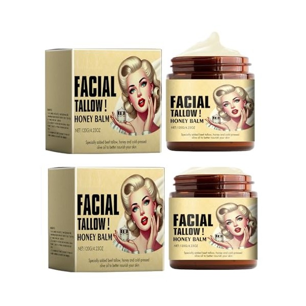 CreMHHate Baume Au Miel Original Anti-rides,Baume Suif-Miel Bio pour Soins de la Peau,2 Pièces,Crème Hydratante Visage et Cor