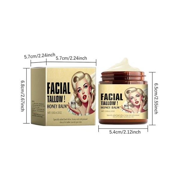 CreMHHate Baume Au Miel Original Anti-rides,Baume Suif-Miel Bio pour Soins de la Peau,2 Pièces,Crème Hydratante Visage et Cor