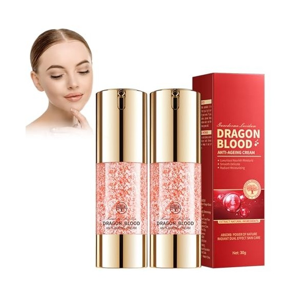 Tkekruh 2PC Crème de Sang de Dragon 30g, Crème hydratante pour le visage, Dragons Blood Easy Cream, Crème Anti-Rides pour le
