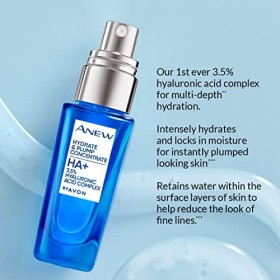 Avon Concentré Anew Hydrate & Plump, avec complexe dacide hyaluronique à 3,5% pour hydrater la peau en profondeur et retenir