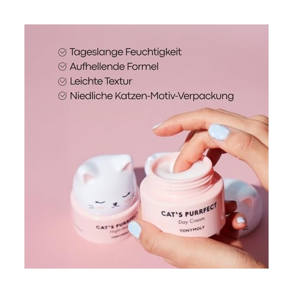 TONYMOLY Crème visage Hydratante Peau Soyeuse Cats Purrfect Day Cream 50ml