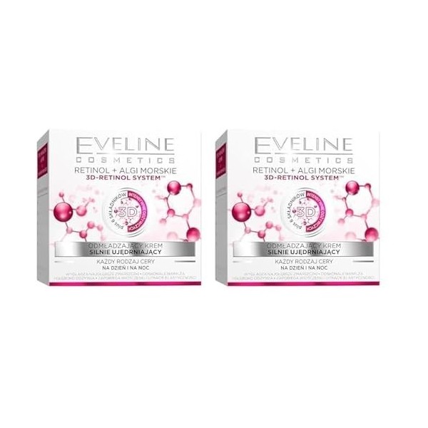 Eveline Cosmetics Crème Visage Retinol Jour/Nuit, 50 ml, 1 Unité Lot de 2 