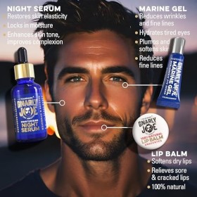 Gnarly Joe Soin complet du visage Coffret cadeau pour homme Sérum de nuit 30 ml et sérum contour des yeux gel marin 10 ml