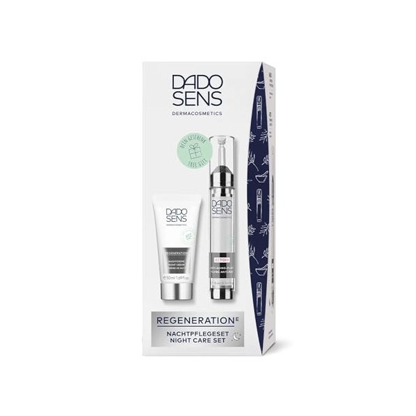 DADO SENS Kit de soin régénérant et de nuit : crème de nuit 50 ml & ECTOIN FLUID 15 ml – Pour peaux sensibles, atténue les ri
