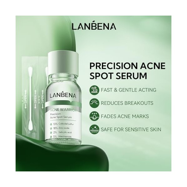LANBENA Sérum de précision contre lacné, lotion asséchante contre lacné, traitement de nuit contre lacné pour le visage, a