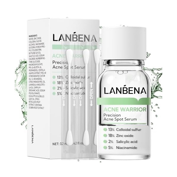 LANBENA Sérum de précision contre lacné, lotion asséchante contre lacné, traitement de nuit contre lacné pour le visage, a
