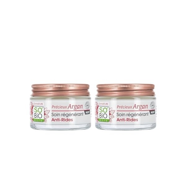 LÉA NATURE SO BiO étic| Soin Régénérant Anti-rides Nuit – Précieux Argan | Peau plus ferme et rebondie | Rides réduites | Hui