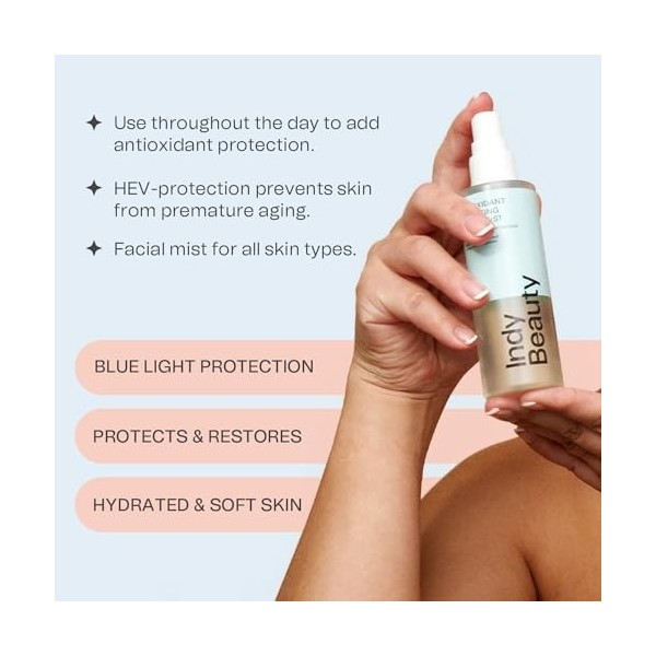 Antioxidant Hydrating Face Mist - Hyaluronic Acid & Vitamin C - Makeup Setting Spray & Cooling Spray Facial Mist - Blue Light