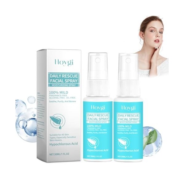 2 Pcs Spray dacide hypochloreux,Spray dacide hypochloreux pour le visage,Spray dacide hypochloreux pour le visage et la pe