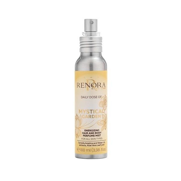 RENORA Spray énergisant pour cheveux et corps avec vitamine V, Centella Asiatica, extrait de lys et aloe vera, revitalise, hy