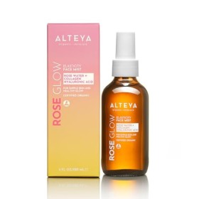 Alteya Organic Rose Glow Elasticity Collagène Visage Mist 120 ml - Tonique bio certifié NaTrue - Eau de rose, acide hyaluroni